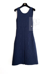 CHANEL 13C Versailles Navy Jacquard Sleeveless Dress 34 36 シャネル ベルサイユ ネイビー ジャガード ニット ノースリーブ ワンピース 即発