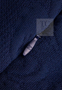 CHANEL 13C Versailles Navy Jacquard Sleeveless Dress 34 36 シャネル ベルサイユ ネイビー ジャガード ニット ノースリーブ ワンピース 即発