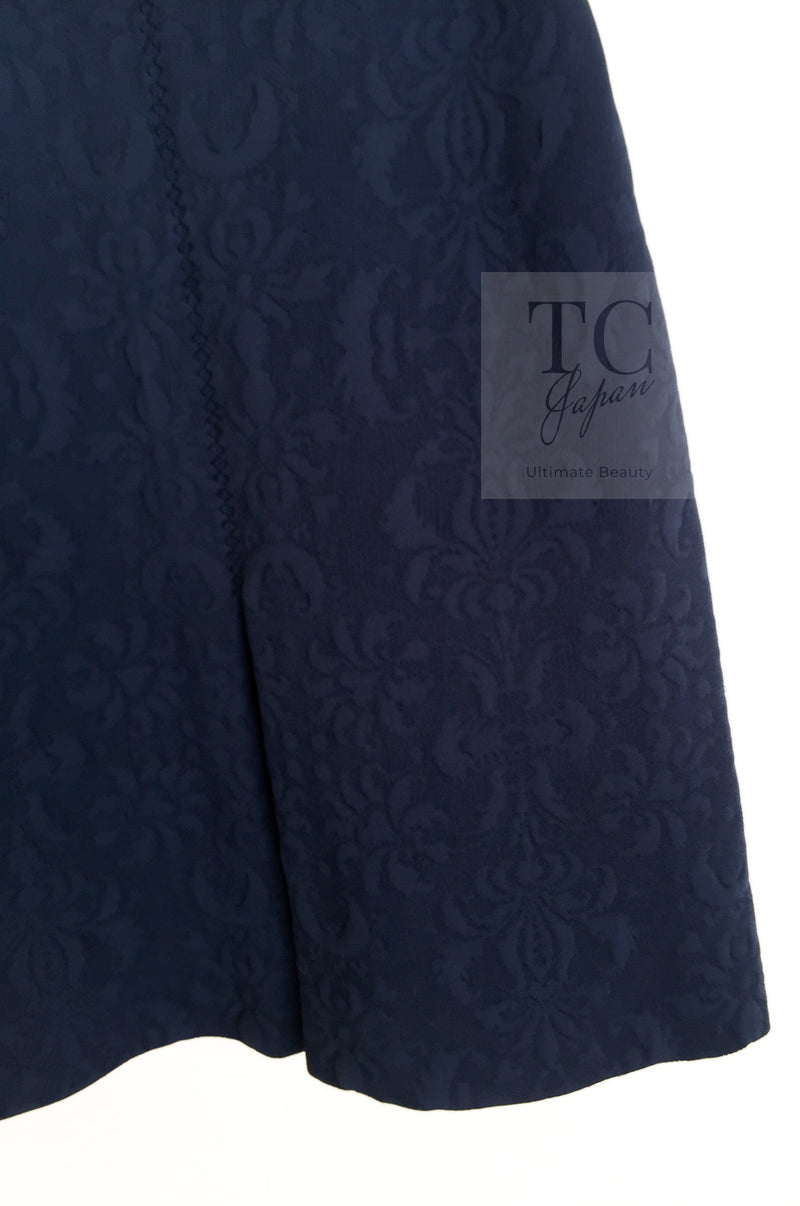 CHANEL 13C Versailles Navy Jacquard Sleeveless Dress 34 36 シャネル ベルサイユ ネイビー ジャガード ニット ノースリーブ ワンピース 即発