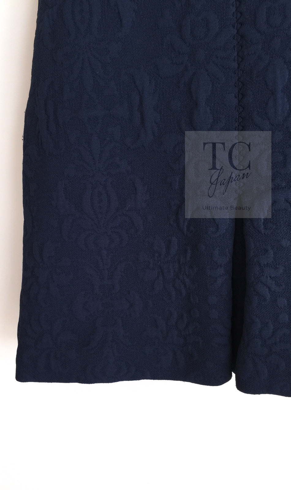 CHANEL 13C Versailles Navy Jacquard Sleeveless Dress 34 36 シャネル ベルサイユ ネイビー ジャガード ニット ノースリーブ ワンピース 即発