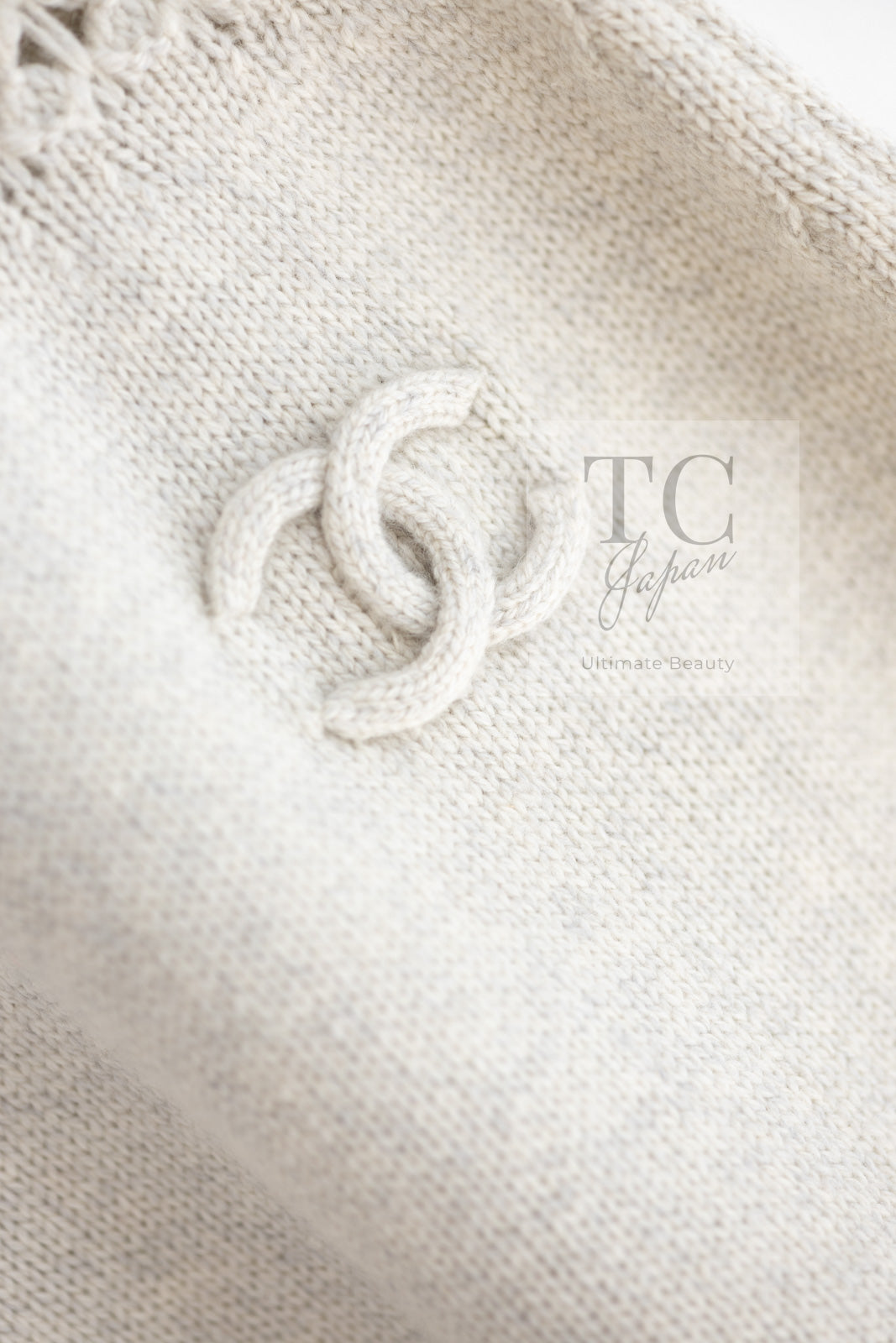 CHANEL 09A Beige Wool Cashmere CC Logo Knit Dress 34 シャネル ベージュ ウール カシミア CC ロゴ ニット ワンピース 即発