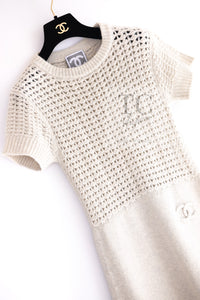 CHANEL 09A Beige Wool Cashmere CC Logo Knit Dress 34 シャネル ベージュ ウール カシミア CC ロゴ ニット ワンピース 即発