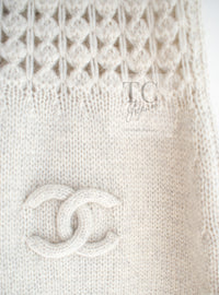 CHANEL 09A Beige Wool Cashmere CC Logo Knit Dress 34 シャネル ベージュ ウール カシミア CC ロゴ ニット ワンピース 即発