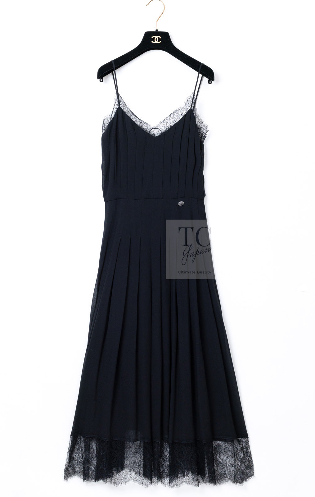 CHANEL 16PF Black Silk Lace Slip Long Dress 34 シャネル ブラック シルク レース スリップ ロング ドレス ワンピース 即発