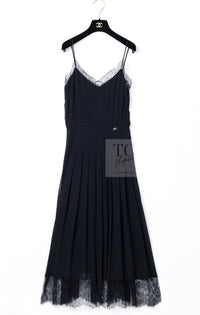 CHANEL 16PF Black Silk Lace Slip Long Dress 34 シャネル ブラック シルク レース スリップ ロング ドレス ワンピース 即発