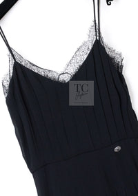 CHANEL 16PF Black Silk Lace Slip Long Dress 34 シャネル ブラック シルク レース スリップ ロング ドレス ワンピース 即発