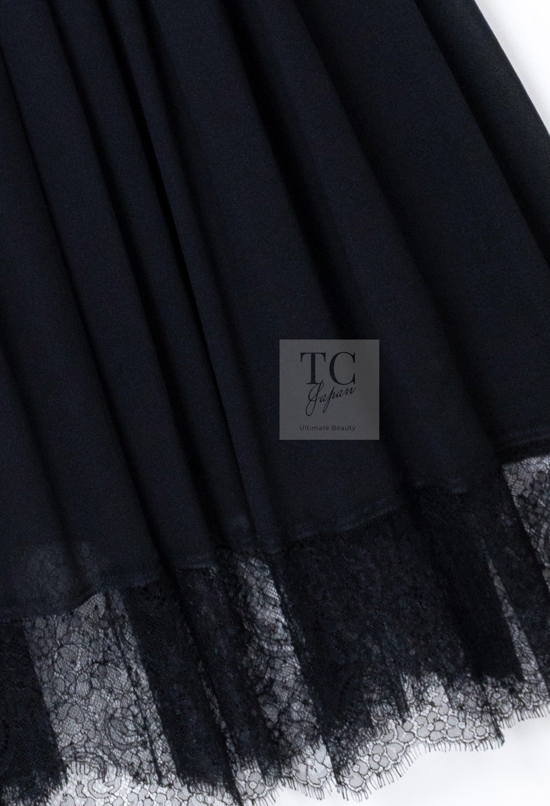 CHANEL 16PF Black Silk Lace Slip Long Dress 34 シャネル ブラック シルク レース スリップ ロング ドレス ワンピース 即発
