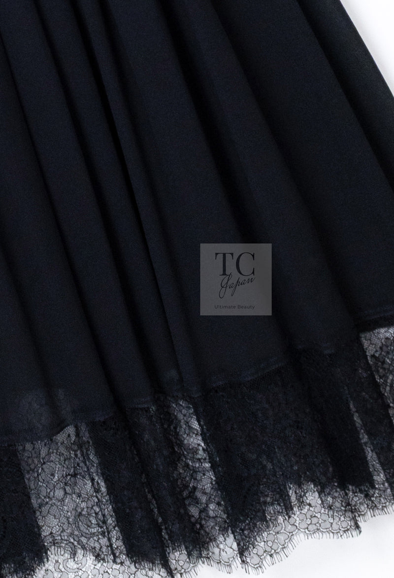 CHANEL 16PF Black Silk Lace Slip Long Dress 34 シャネル ブラック シルク レース スリップ ロング ドレス ワンピース 即発