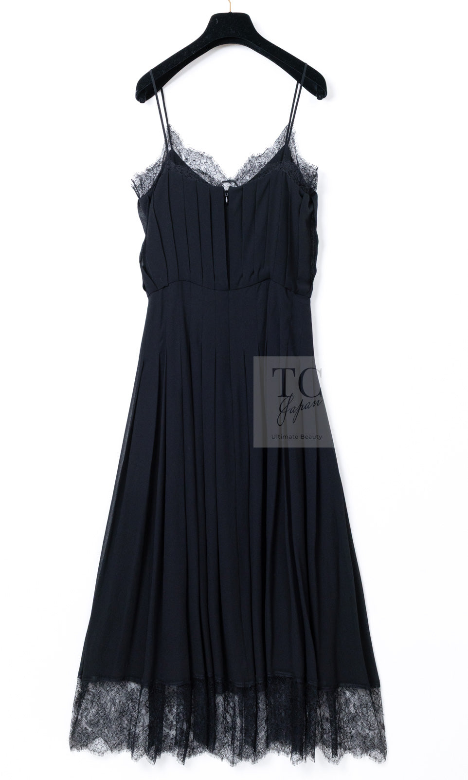 CHANEL 16PF Black Silk Lace Slip Long Dress 34 シャネル ブラック シルク レース スリップ ロング ドレス ワンピース 即発