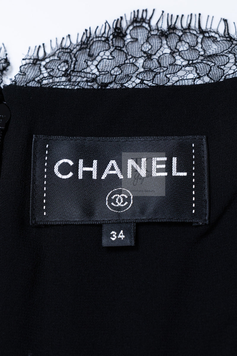 CHANEL 16PF Black Silk Lace Slip Long Dress 34 シャネル ブラック シルク レース スリップ ロング ドレス ワンピース 即発