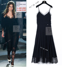 CHANEL 16PF Black Silk Lace Slip Long Dress 34 シャネル ブラック シルク レース スリップ ロング ドレス ワンピース 即発