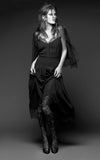 CHANEL 16PF Black Silk Lace Slip Long Dress 34 シャネル ブラック シルク レース スリップ ロング ドレス ワンピース 即発