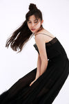 CHANEL 16PF Black Silk Lace Slip Long Dress 34 シャネル ブラック シルク レース スリップ ロング ドレス ワンピース 即発