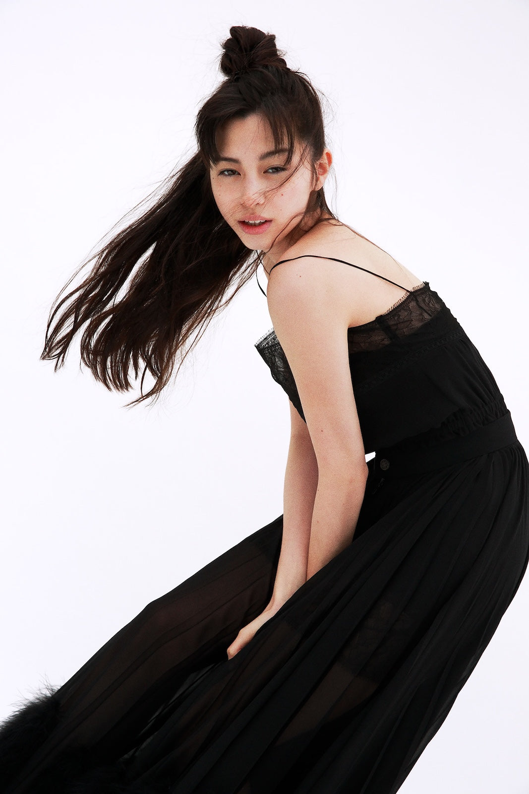 CHANEL 16PF Black Silk Lace Slip Long Dress 34 シャネル ブラック シルク レース スリップ ロング ドレス ワンピース 即発