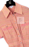 CHANEL 19S Orange Stripe Silk Dress 38 シャネル オレンジ ストライプ シルク ワンピース 即発