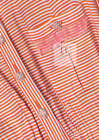 CHANEL 19S Orange Stripe Silk Dress 38 シャネル オレンジ ストライプ シルク ワンピース 即発