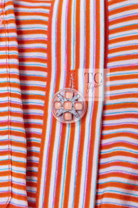 CHANEL 19S Orange Stripe Silk Dress 38 シャネル オレンジ ストライプ シルク ワンピース 即発