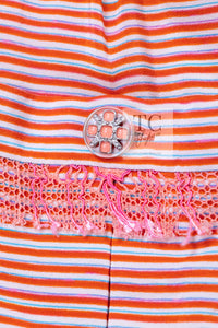 CHANEL 19S Orange Stripe Silk Dress 38 シャネル オレンジ ストライプ シルク ワンピース 即発