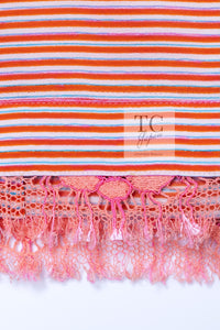 CHANEL 19S Orange Stripe Silk Dress 38 シャネル オレンジ ストライプ シルク ワンピース 即発