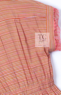 CHANEL 19S Orange Stripe Silk Dress 38 シャネル オレンジ ストライプ シルク ワンピース 即発