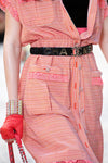 CHANEL 19S Orange Stripe Silk Dress 38 シャネル オレンジ ストライプ シルク ワンピース 即発
