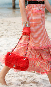 CHANEL 19S Orange Stripe Silk Dress 38 シャネル オレンジ ストライプ シルク ワンピース 即発