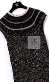 CHANEL 19PF Black Gold Wool Knit Dress 38 シャネル ブラック ゴールド ウール ニット ワンピース 即発