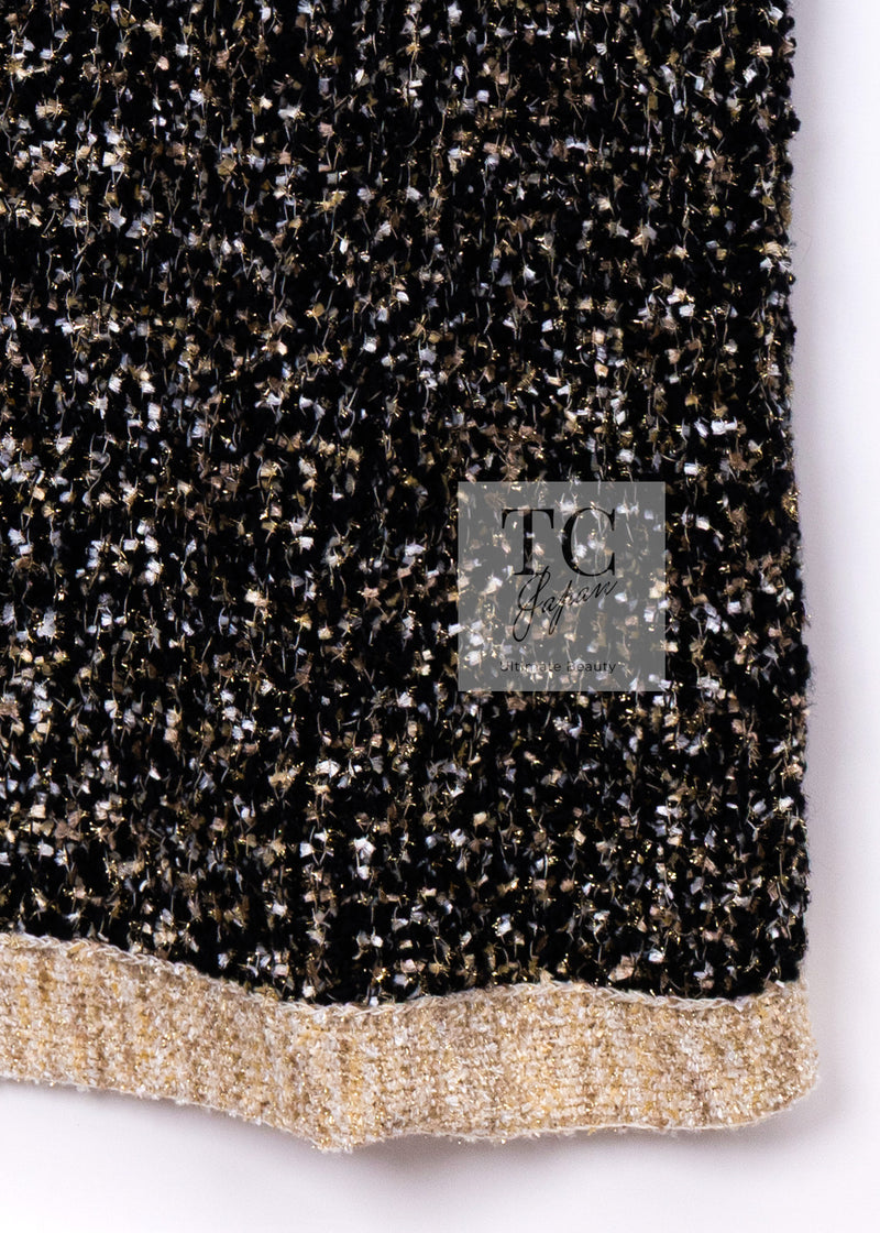 CHANEL 19PF Black Gold Wool Knit Dress 38 シャネル ブラック ゴールド ウール ニット ワンピース 即発