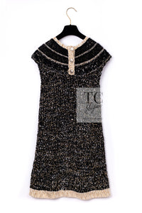 CHANEL 19PF Black Gold Wool Knit Dress 38 シャネル ブラック ゴールド ウール ニット ワンピース 即発
