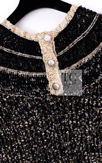 CHANEL 19PF Black Gold Wool Knit Dress 38 シャネル ブラック ゴールド ウール ニット ワンピース 即発