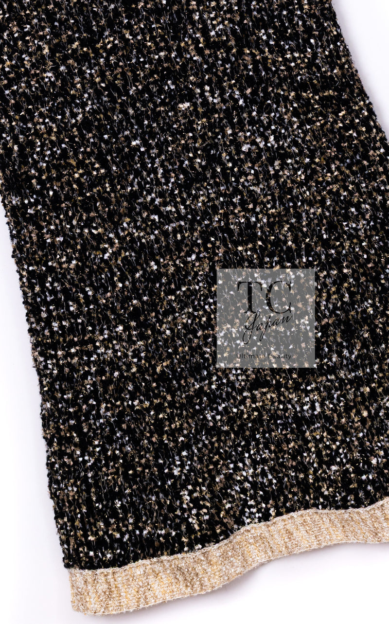 CHANEL 19PF Black Gold Wool Knit Dress 38 シャネル ブラック ゴールド ウール ニット ワンピース 即発