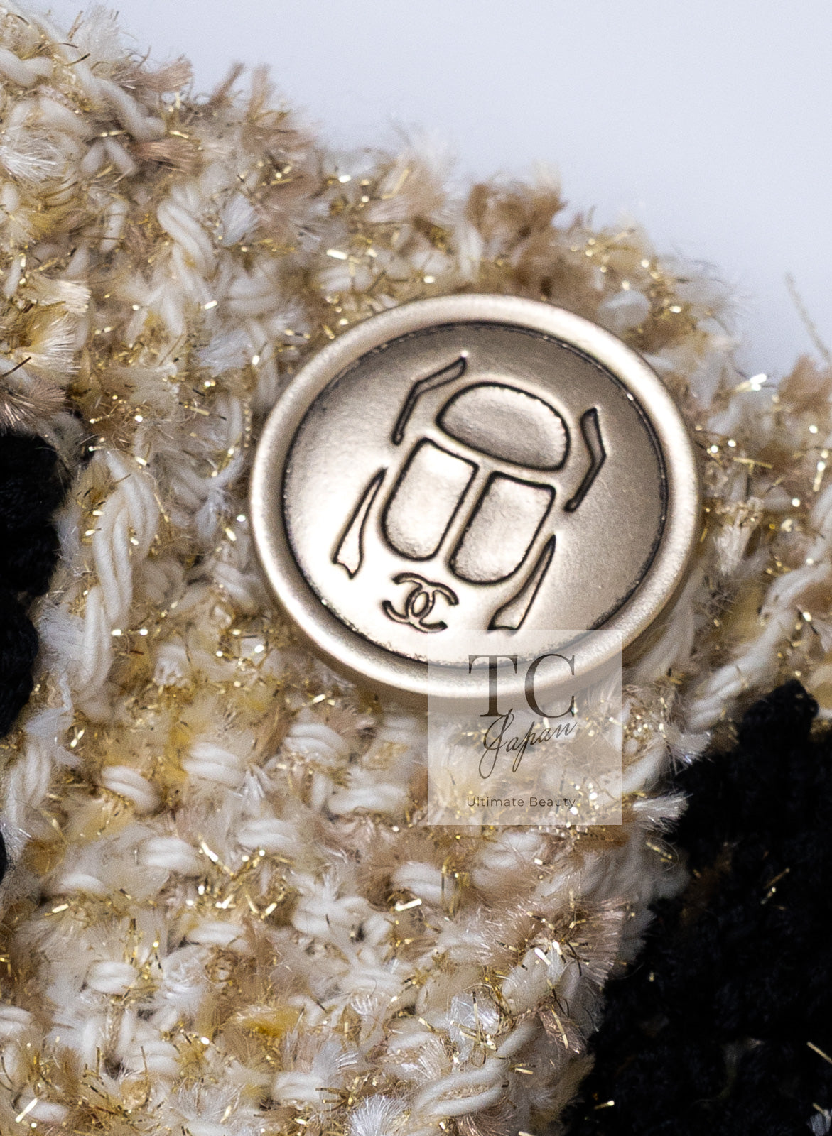 CHANEL 19PF Black Gold Wool Knit Dress 38 シャネル ブラック ゴールド ウール ニット ワンピース 即発