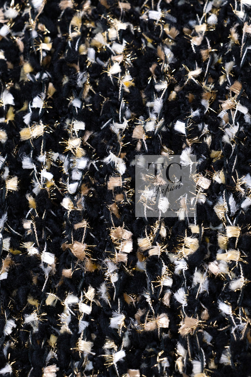 CHANEL 19PF Black Gold Wool Knit Dress 38 シャネル ブラック ゴールド ウール ニット ワンピース 即発