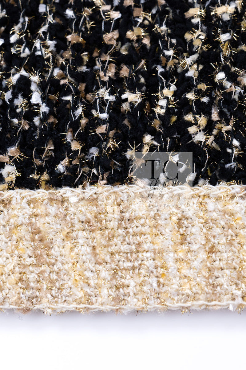 CHANEL 19PF Black Gold Wool Knit Dress 38 シャネル ブラック ゴールド ウール ニット ワンピース 即発