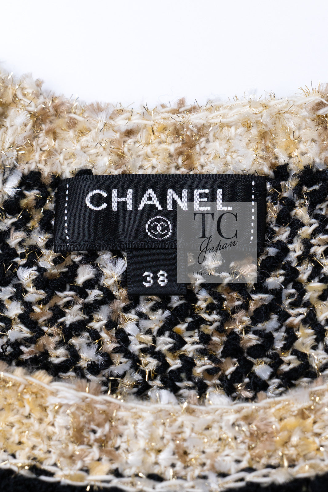 CHANEL 19PF Black Gold Wool Knit Dress 38 シャネル ブラック ゴールド ウール ニット ワンピース 即発