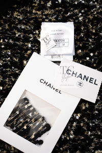 CHANEL 19PF Black Gold Wool Knit Dress 38 シャネル ブラック ゴールド ウール ニット ワンピース 即発
