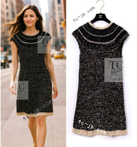 CHANEL 19PF Black Gold Wool Knit Dress 38 シャネル ブラック ゴールド ウール ニット ワンピース 即発