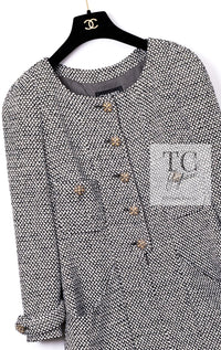 CHANEL 12PF Paris Bombay Black White Metallic Tweed Dress 38 シャネル ブラック ホワイト メタリック ツイード ワンピース