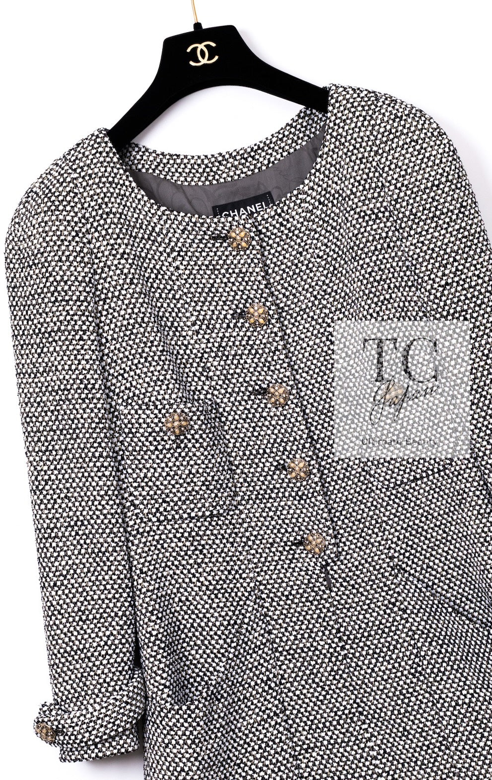 CHANEL 12PF Paris Bombay Black White Metallic Tweed Dress 38 シャネル ブラック ホワイト メタリック ツイード ワンピース