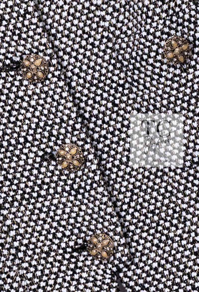 CHANEL 12PF Paris Bombay Black White Metallic Tweed Dress 38 シャネル ブラック ホワイト メタリック ツイード ワンピース 即発