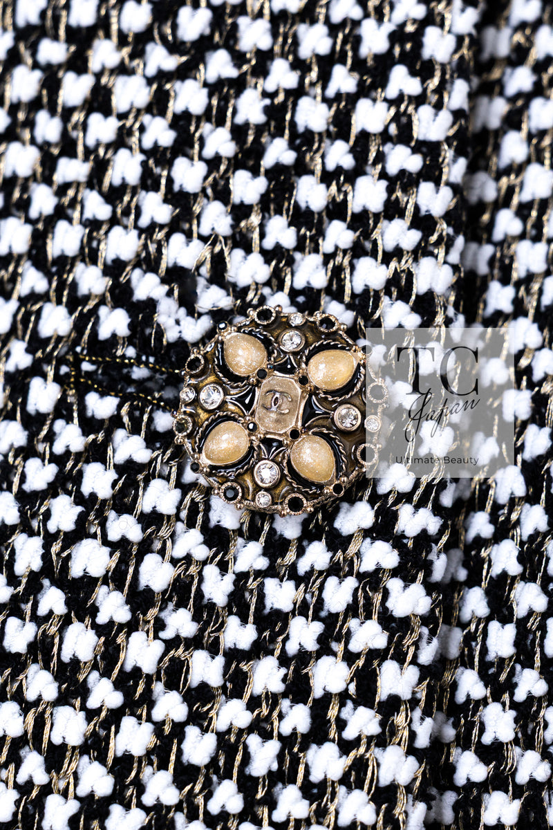 CHANEL 12PF Paris Bombay Black White Metallic Tweed Dress 38 シャネル ブラック ホワイト メタリック ツイード ワンピース 即発