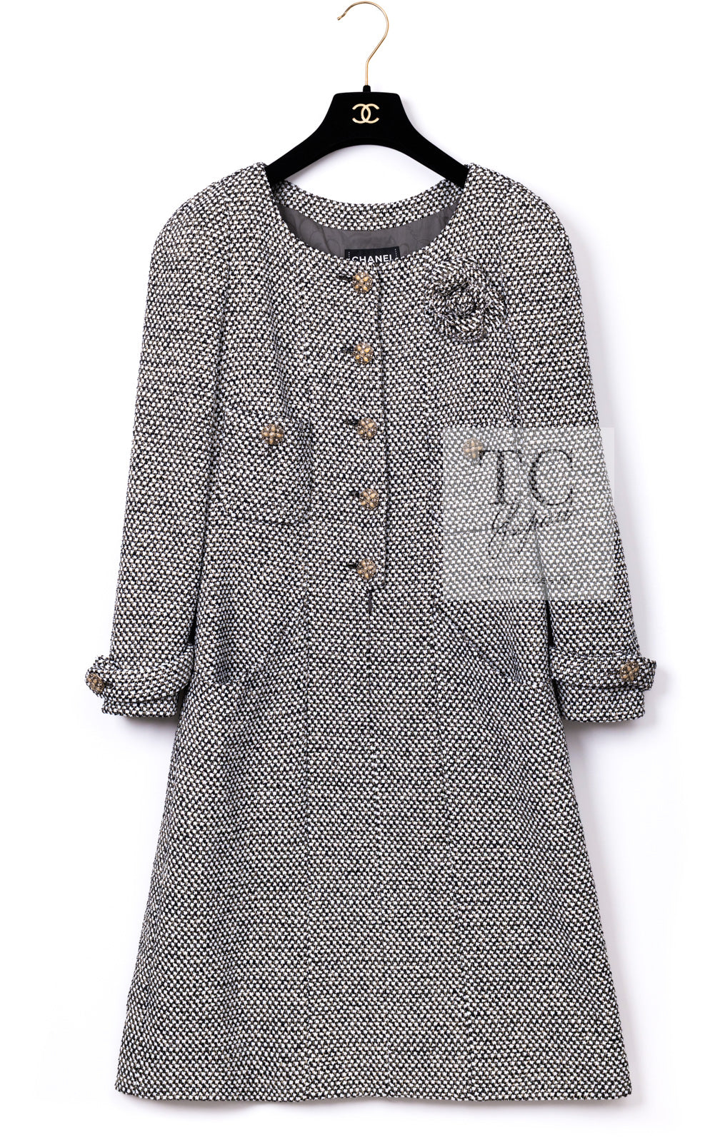 CHANEL 12PF Paris Bombay Black White Metallic Tweed Dress 38 シャネル ブラック ホワイト メタリック ツイード ワンピース 即発