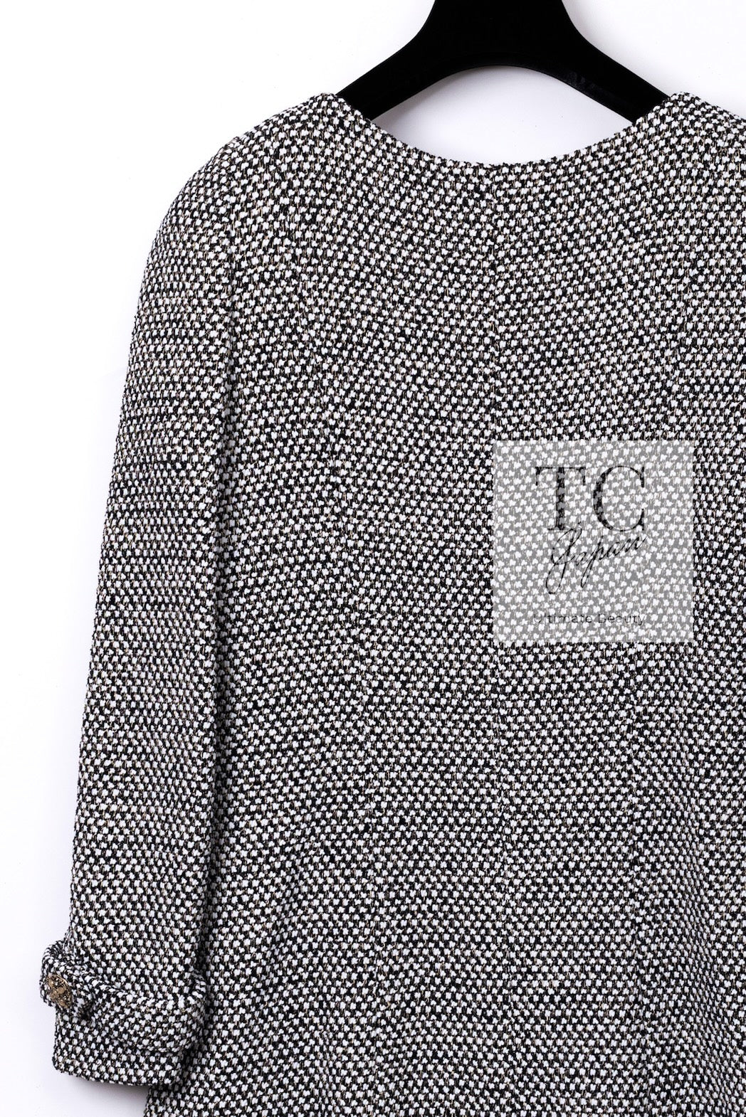 CHANEL 12PF Paris Bombay Black White Metallic Tweed Dress 38 シャネル ブラック ホワイト メタリック ツイード ワンピース