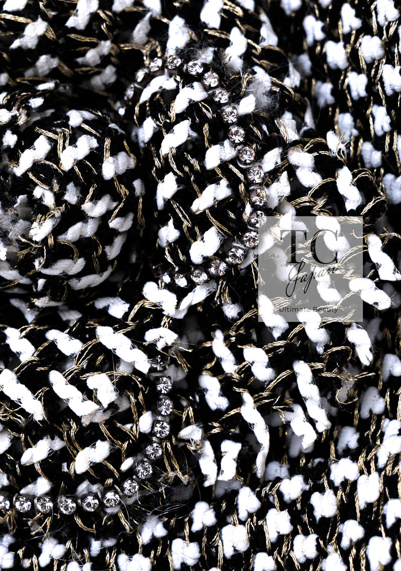 CHANEL 12PF Paris Bombay Black White Metallic Tweed Dress 38 シャネル ブラック ホワイト メタリック ツイード ワンピース 即発