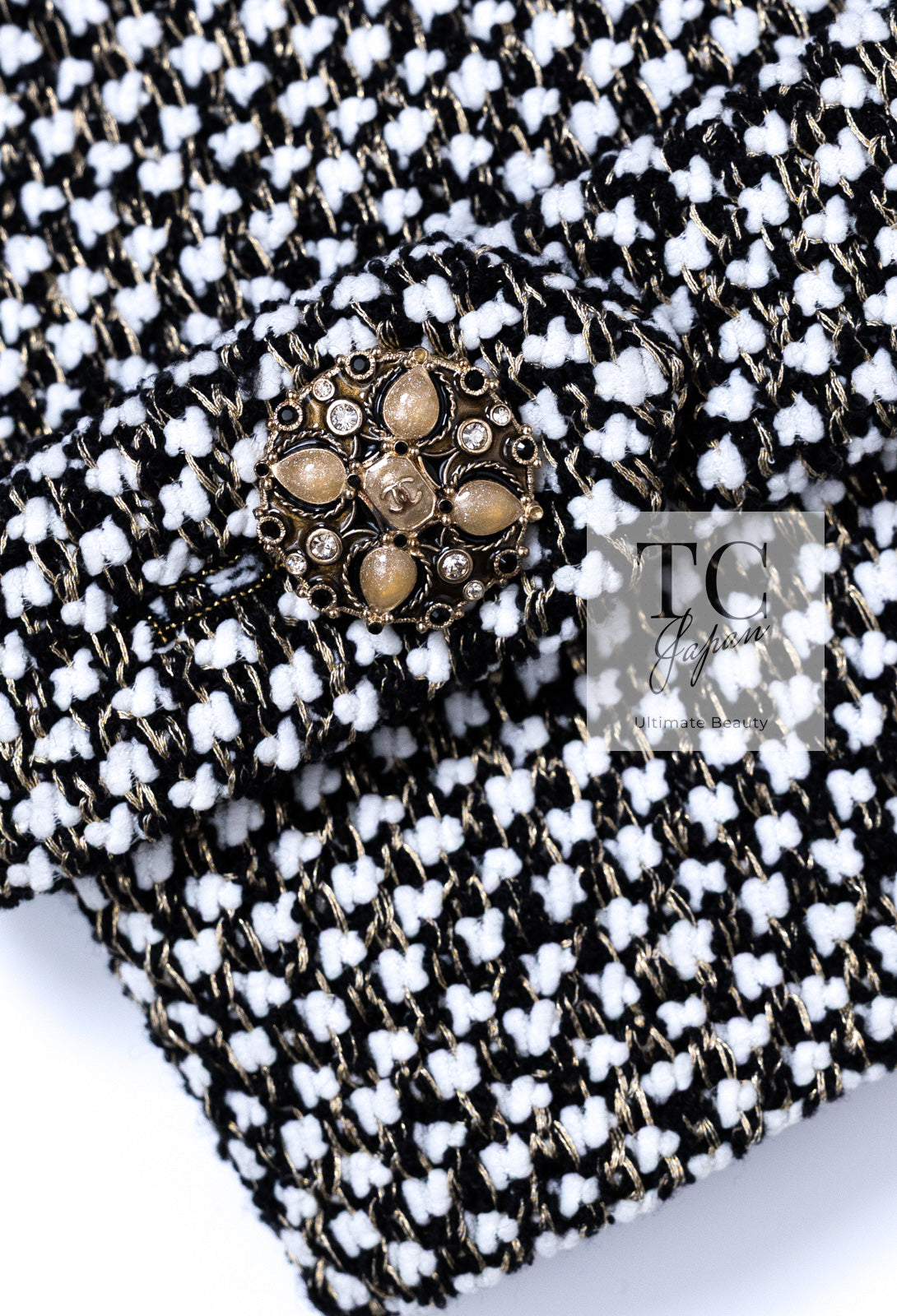 CHANEL 12PF Paris Bombay Black White Metallic Tweed Dress 38 シャネル ブラック ホワイト メタリック ツイード ワンピース 即発