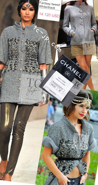 CHANEL 12PF Paris Bombay Black White Metallic Tweed Dress 38 シャネル ブラック ホワイト メタリック ツイード ワンピース 即発