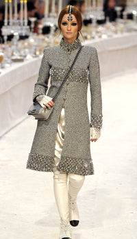 CHANEL 12PF Paris Bombay Black White Metallic Tweed Dress 38 シャネル ブラック ホワイト メタリック ツイード ワンピース