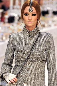 CHANEL 12PF Paris Bombay Black White Metallic Tweed Dress 38 シャネル ブラック ホワイト メタリック ツイード ワンピース
