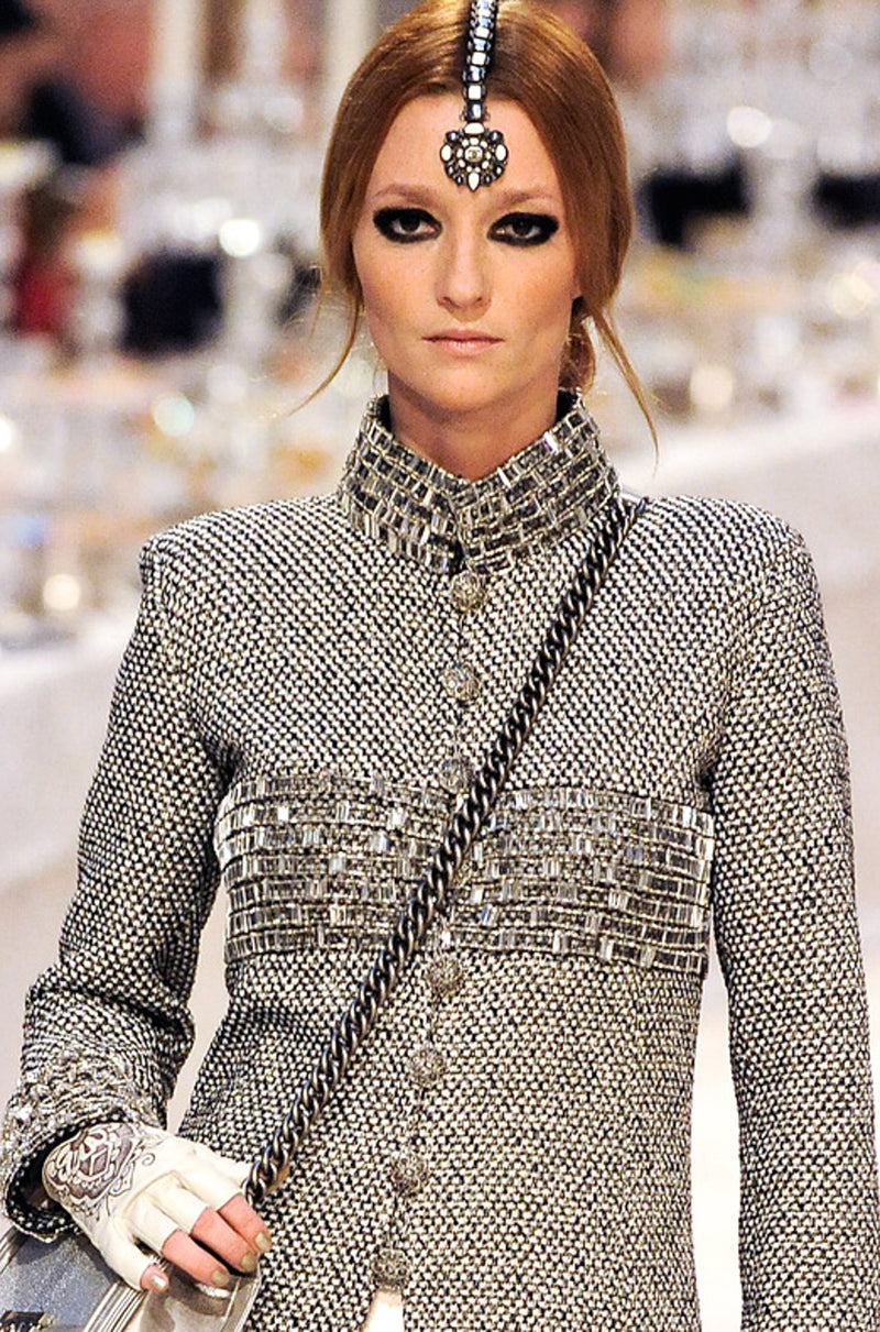 CHANEL 12PF Paris Bombay Black White Metallic Tweed Dress 38 シャネル ブラック ホワイト メタリック ツイード ワンピース