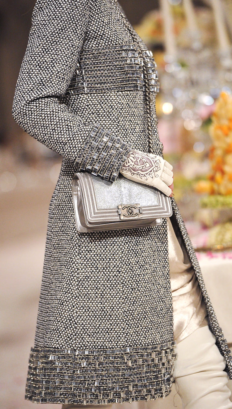 CHANEL 12PF Paris Bombay Black White Metallic Tweed Dress 38 シャネル ブラック ホワイト メタリック ツイード ワンピース